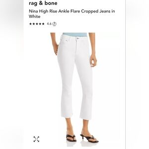 Rag And Bone Nina High Rise Ankle Flare Womens Sz 32 White